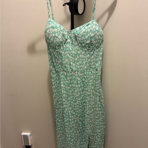 Floral Green Women's summer dress XL